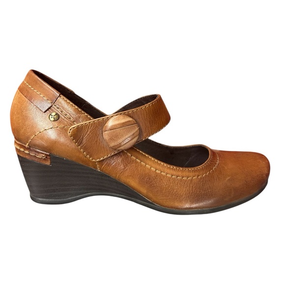 PIKOLINOS Shoes - Pikolinos Mary Jane Cognac Leather Wedge Shoes Size 38